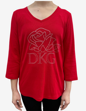 Load image into Gallery viewer, NEW! Rose Shirt - Women Sizes (V-Neck, ¾ Sleeves, Silver Rhinestones)