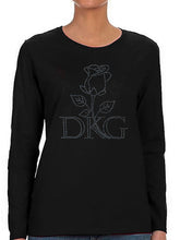 Load image into Gallery viewer, Rosebud Shirt (Crew Neck, Long Sleeves, Silver Rhinestones)

