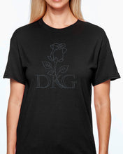 Load image into Gallery viewer, Rosebud Shirt (Crew Neck, Short Sleeve, Silver Rhinestones)
