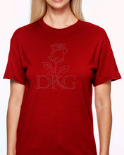 Load image into Gallery viewer, Rosebud Shirt (Crew Neck, Short Sleeve, Silver Rhinestones)
